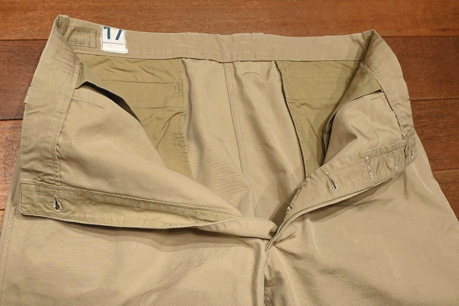 60s VTG/USED) フランス軍 M52 パンツ 平織り コットン+ポリ サイズ17