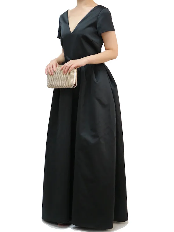 ROCHAS（ロシャス） ウエストリボンロングドレス（ブラック/サイズ38