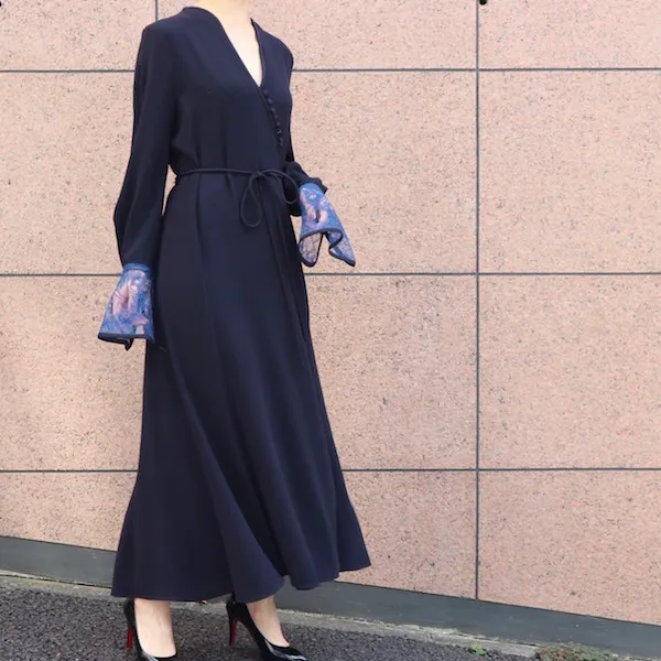 Mame Kurogouchi（マメ クロゴウチ） レースカフスVネックドレス