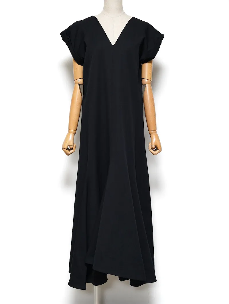 JIL SANDER（ジルサンダー） Vネックミディドレス（ブラック/サイズ38