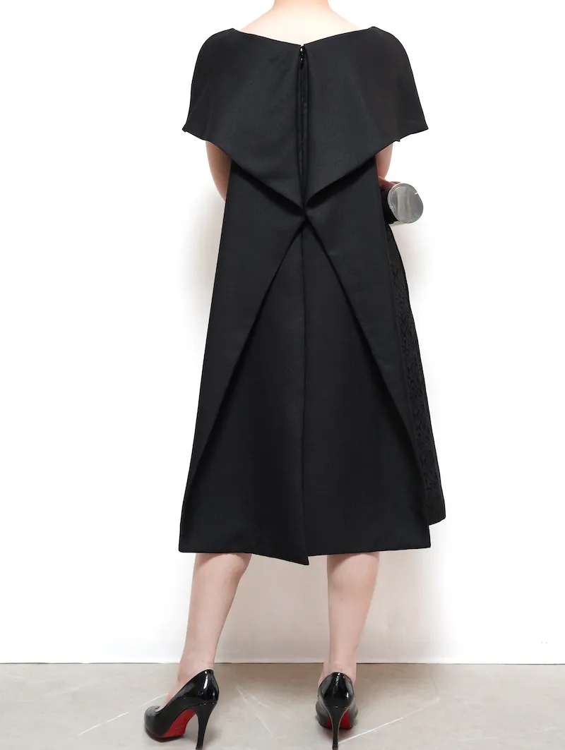 CELFORD（セルフォード） ジャガードケープドレス（ブラック/サイズ38