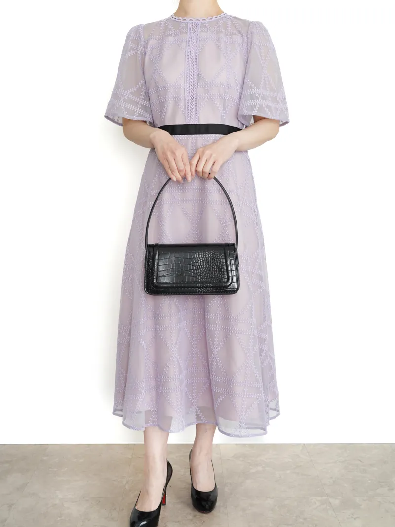 CELFORD（セルフォード） プレイドパターンチュールドレス（ラベンダー