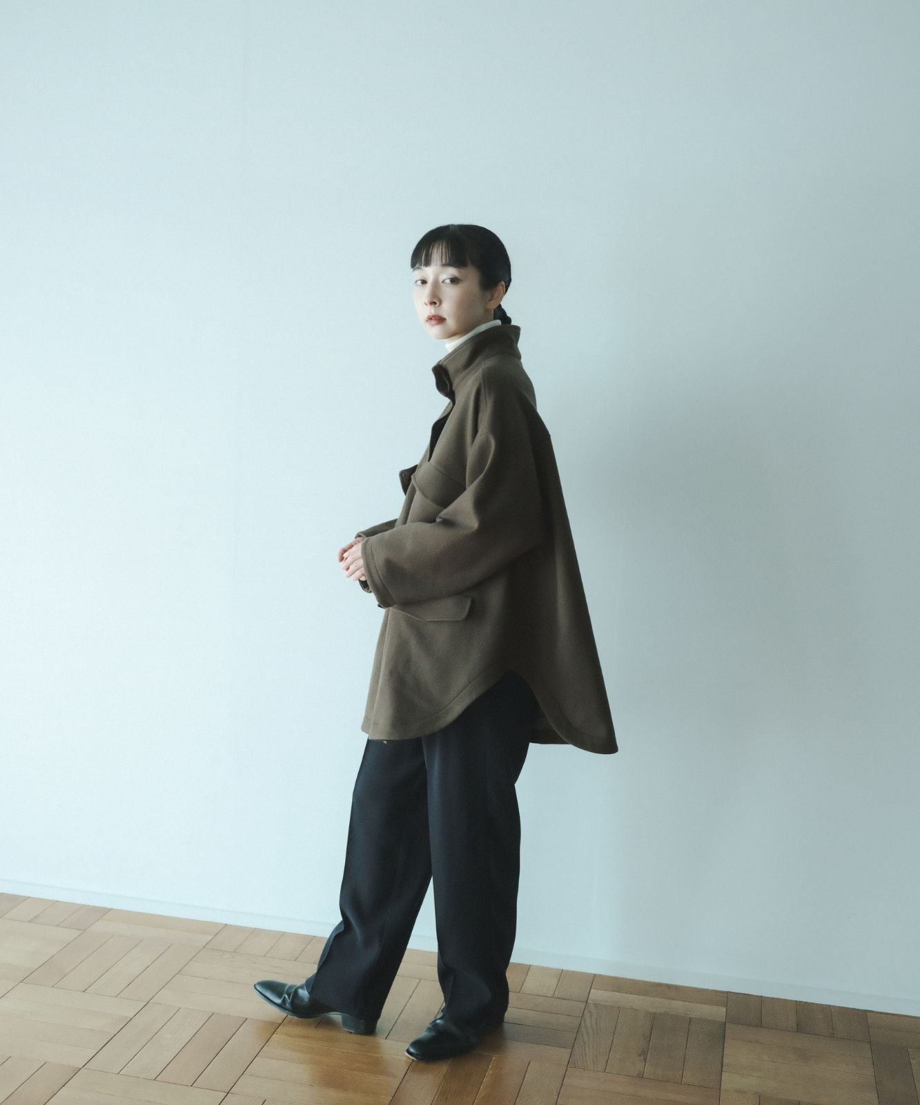 ≪通常販売≫melton stand collar half coat（メルトンスタンドカラー