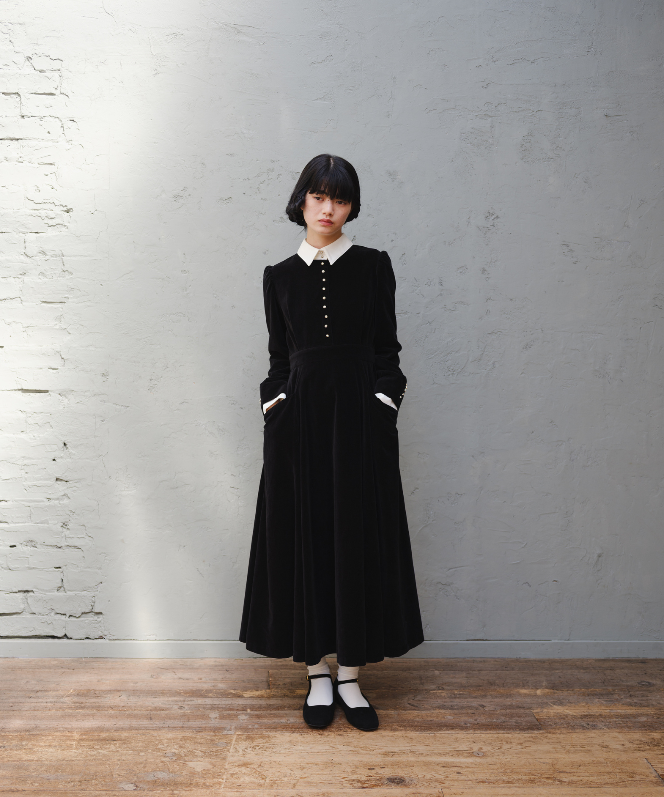 ≪通常販売≫bicolor velvet dress（バイカラーベルベットドレス