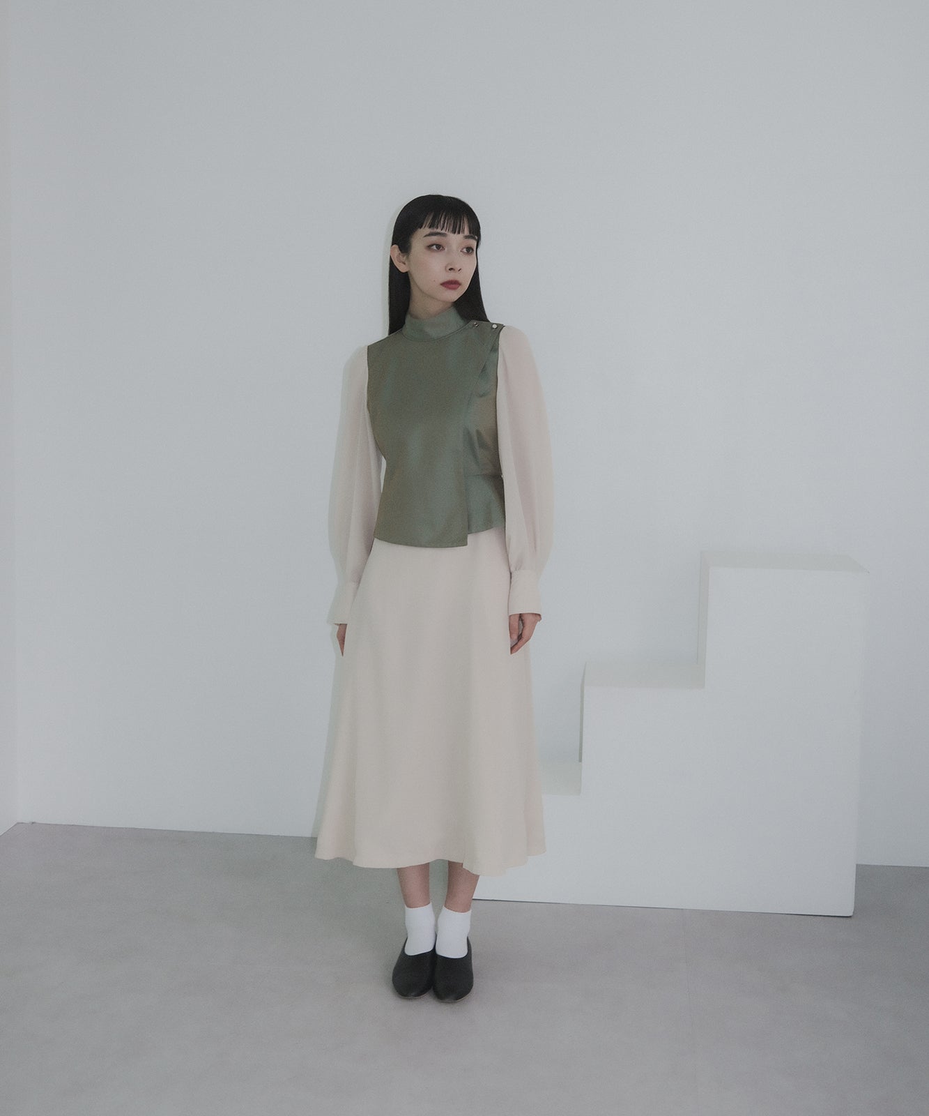 ≪通常販売≫docking Sheer sleeve one piece（ドッキングシアー