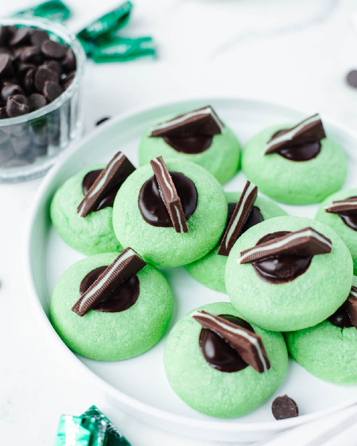Chocolate Mint Thumbprint Cookies - The Cookin Chicks