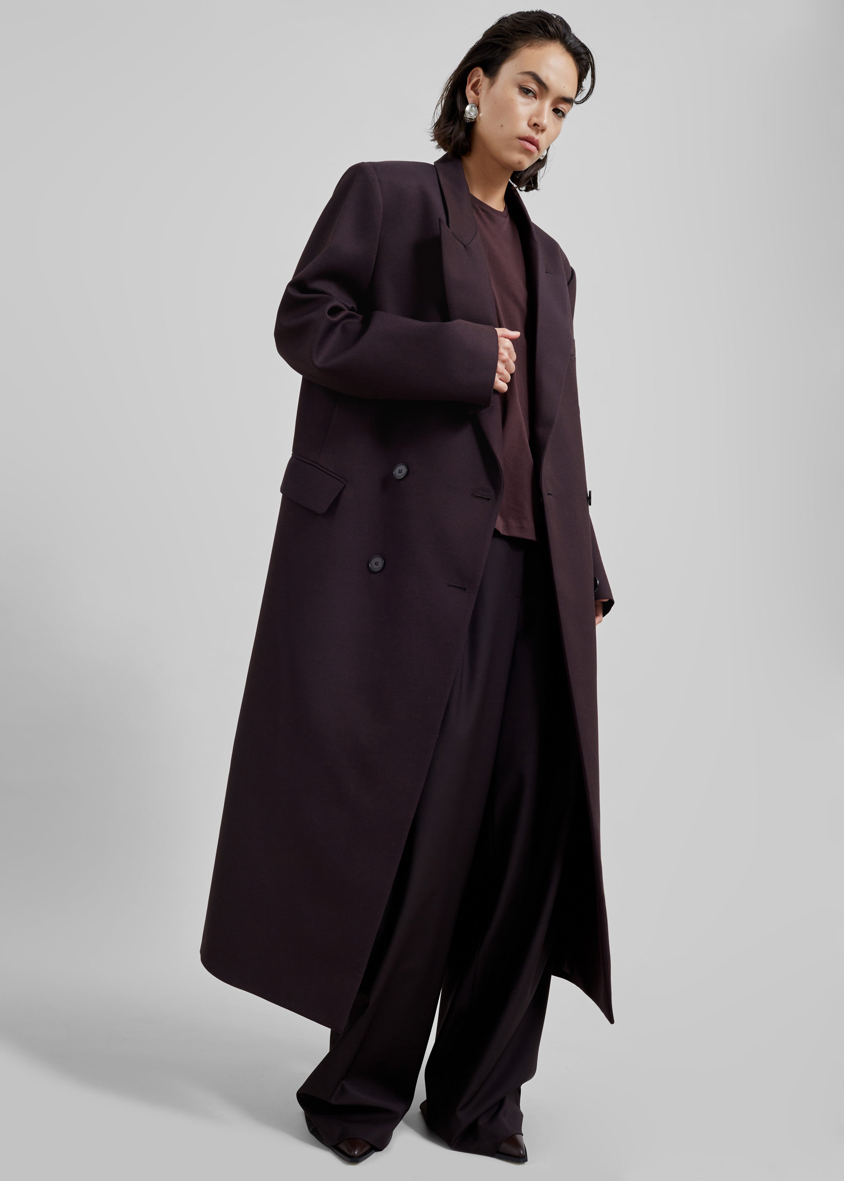 Jane Long Coat - Dark Plum – The Frankie Shop