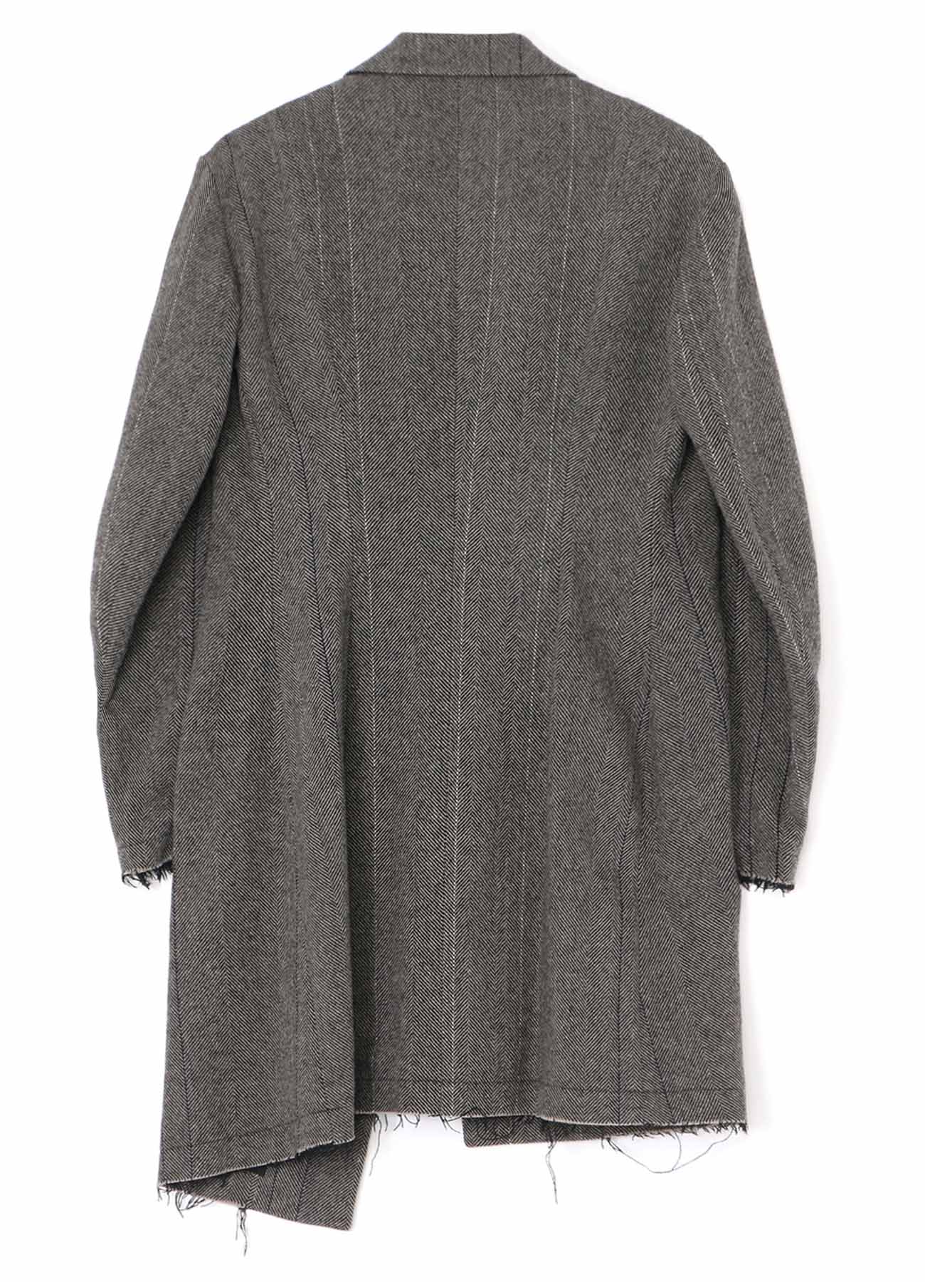 WOOL TWEED HERRINGBONE ASYMMETRIC JACKET – THE SHOP YOHJI YAMAMOTO