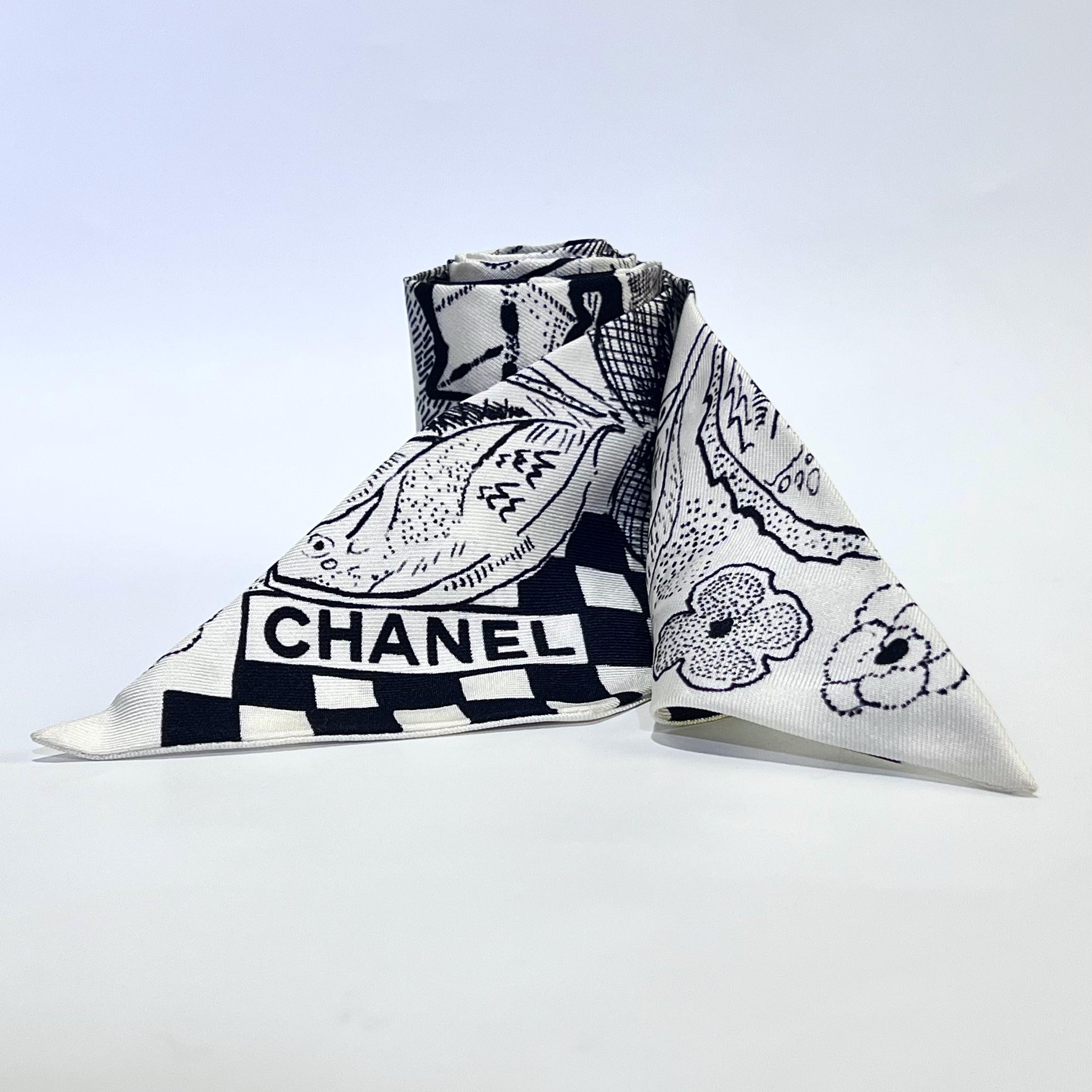 CHANEL シャネル スカーフ 85x87 カメリア パール ネイビー CHANEL