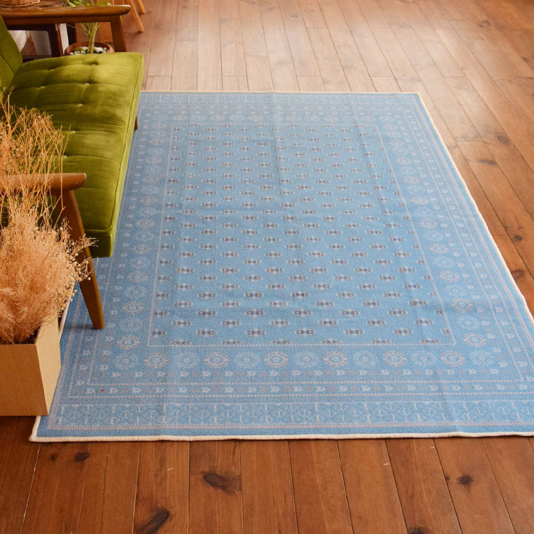 新品 トライバルラグ ブハラ ラホール産 （195×127cm) ブルー 青 新品