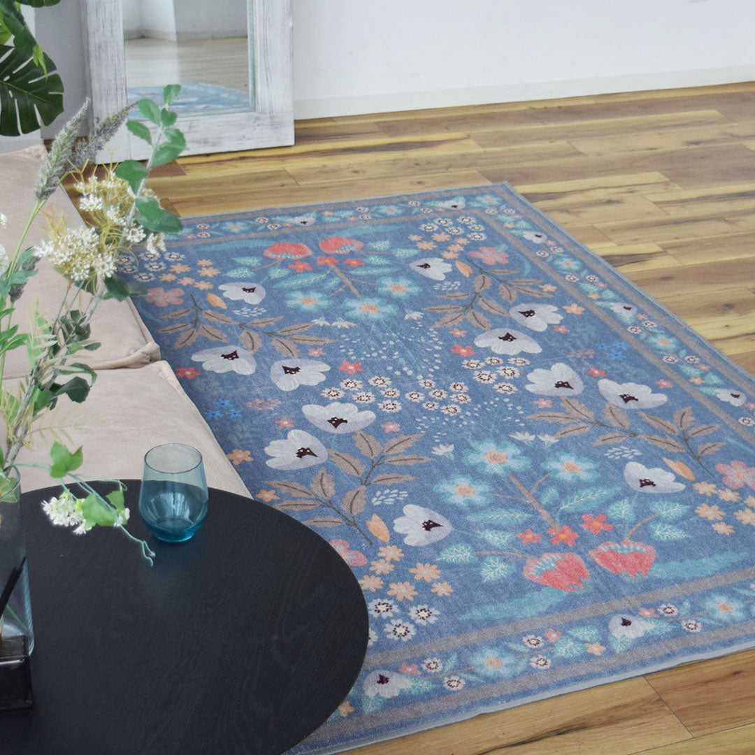 TOCO LIFE 200 × 200 ㎝ ラグ レトロ 花柄 ネイビー TOCO LIFE 200 × 200
