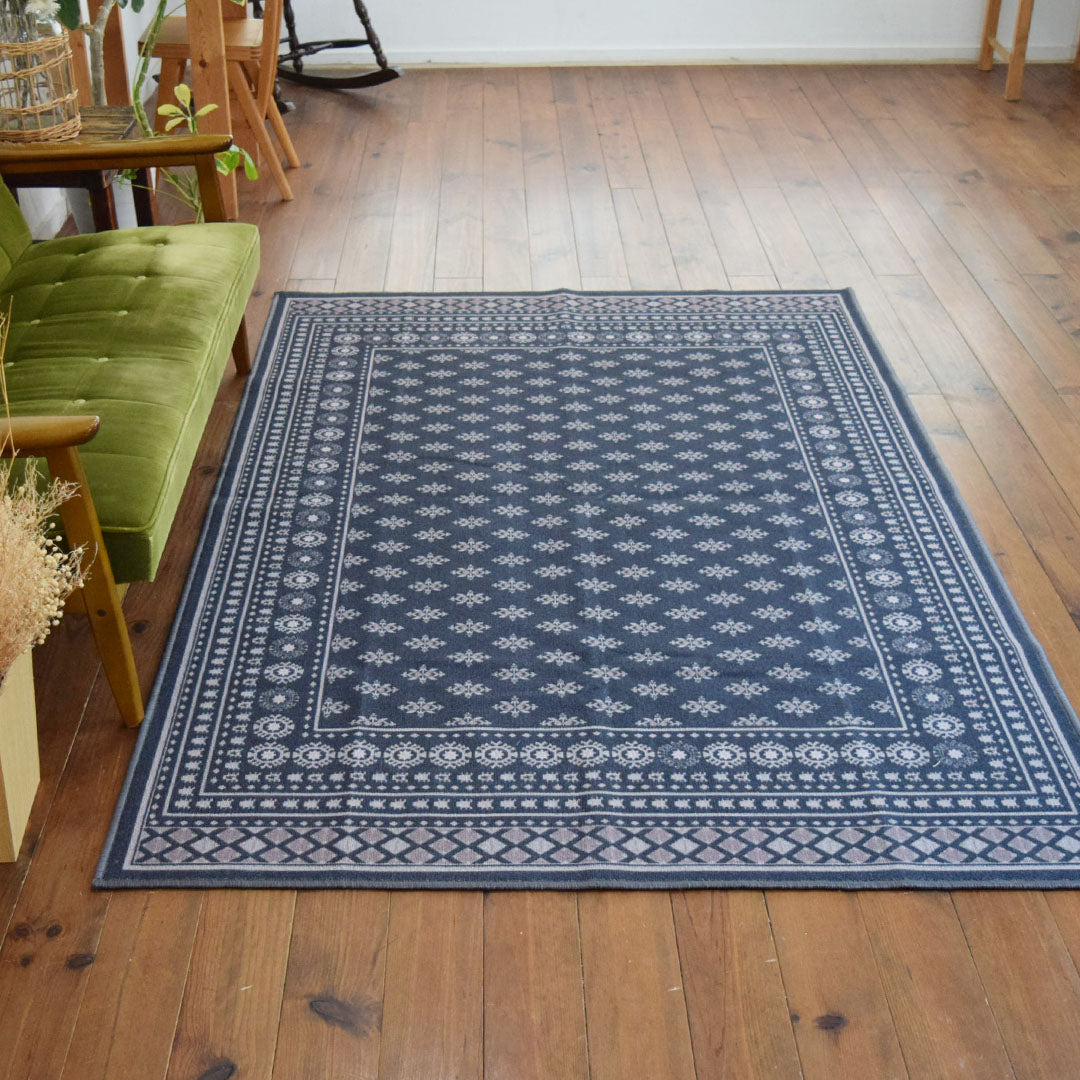 ヴィンテージ風ラグ TOCORU Series ブハラ ループ ブラック– ラグと