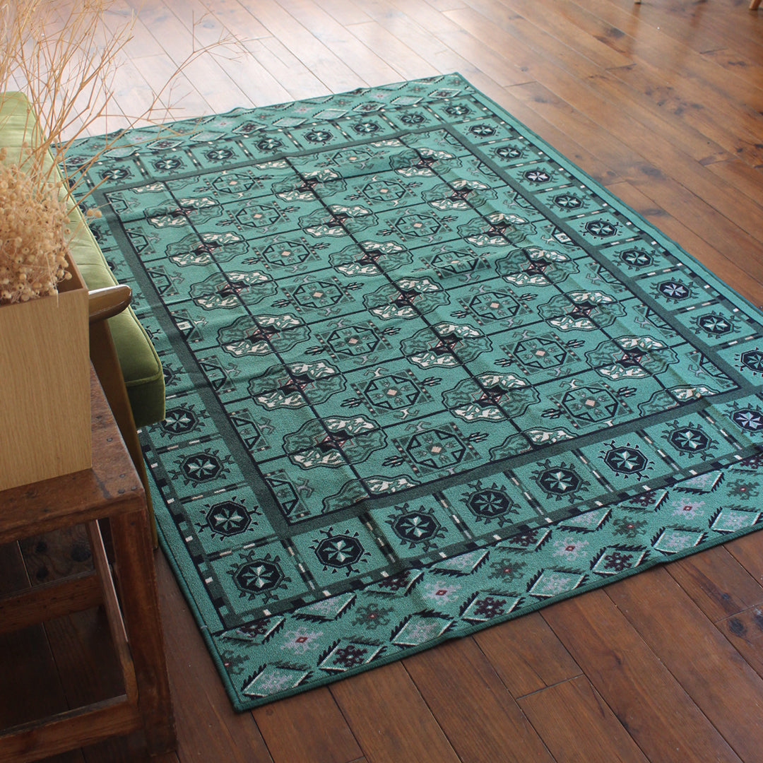 ヴィンテージ風ラグ TOCORU Series アフガンTEKKE ループ グリーン