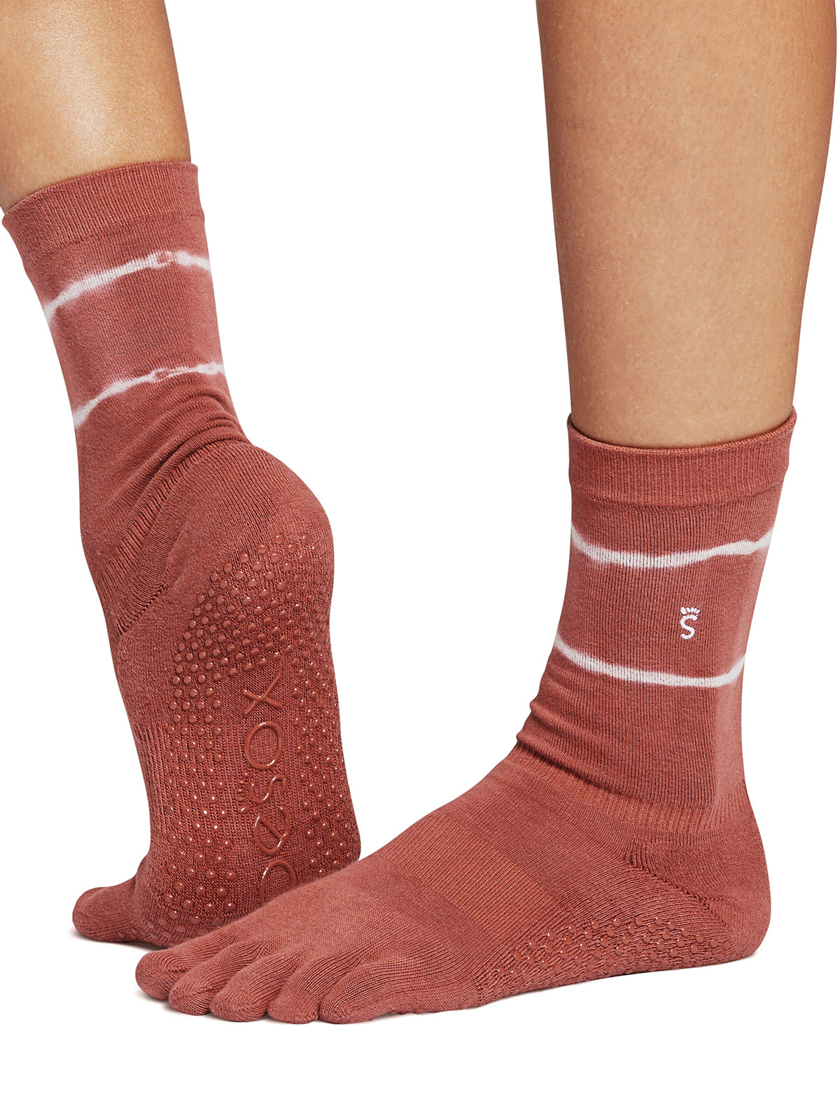 ToeSox] グリップ ソックス 5本指 クルー（Full-Toe／つま先あり