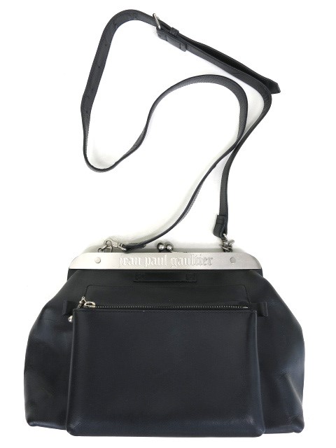 Jean Paul GAULTIER メタルプレートがま口レザーショルダーバッグ