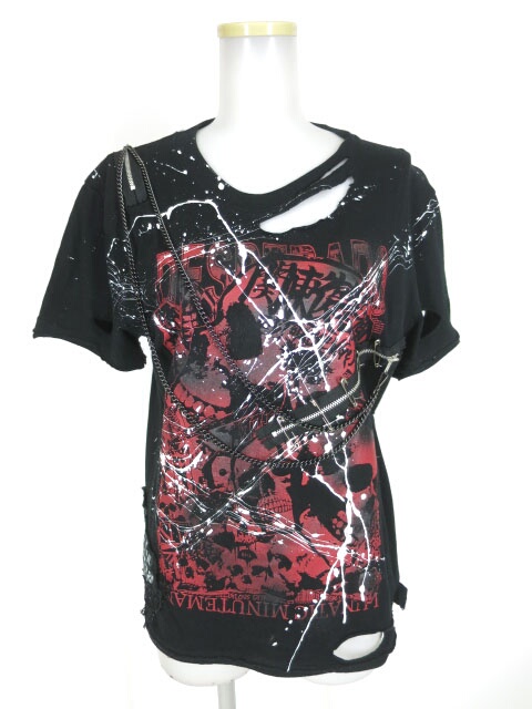 SEX POT / チェーン付きドクロプリントダメージTシャツ | 高価買取なら