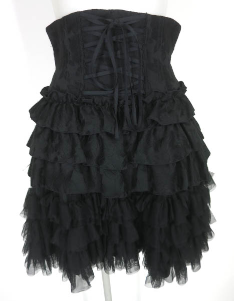 BPN / ジャガードフリルコルセットスカート / ブラックピースナウ