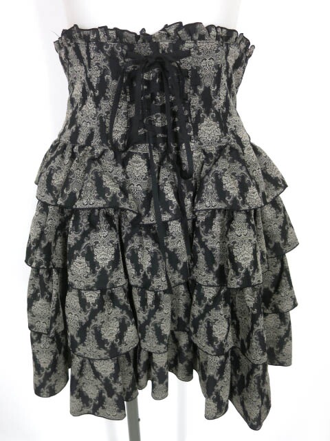 BPN / ジャガードフリルコルセットスカート / ブラックピースナウ