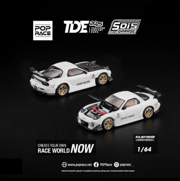 POPRACE 1/64 MAZDA RX7 RE-AMEMIYA White TDE 2025 Exclusive Event