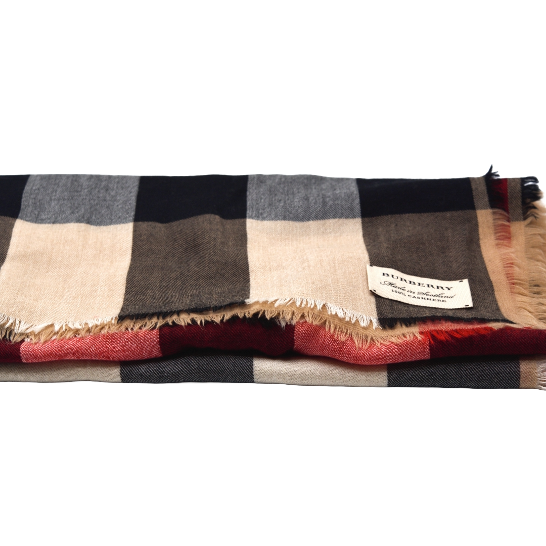 BURBERRY バーバリー 大判スカーフ ストール チェック柄 カシミヤ