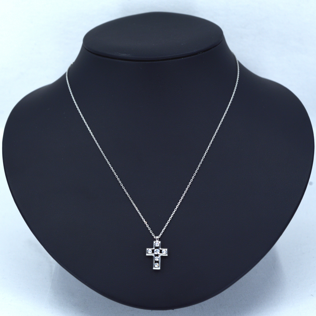 ヴァンドーム青山 Vendome Aoyama K18WG クロスデザインネックレス