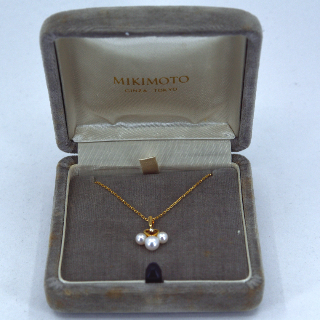MIKIMOTO ミキモト K18 3Pパール ダイヤモンド ネックレス | 中古通販