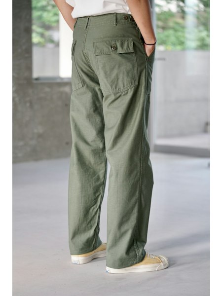 orSlow US Army Fatigue Pants (Regular Fit) - Green Reverse Cotton