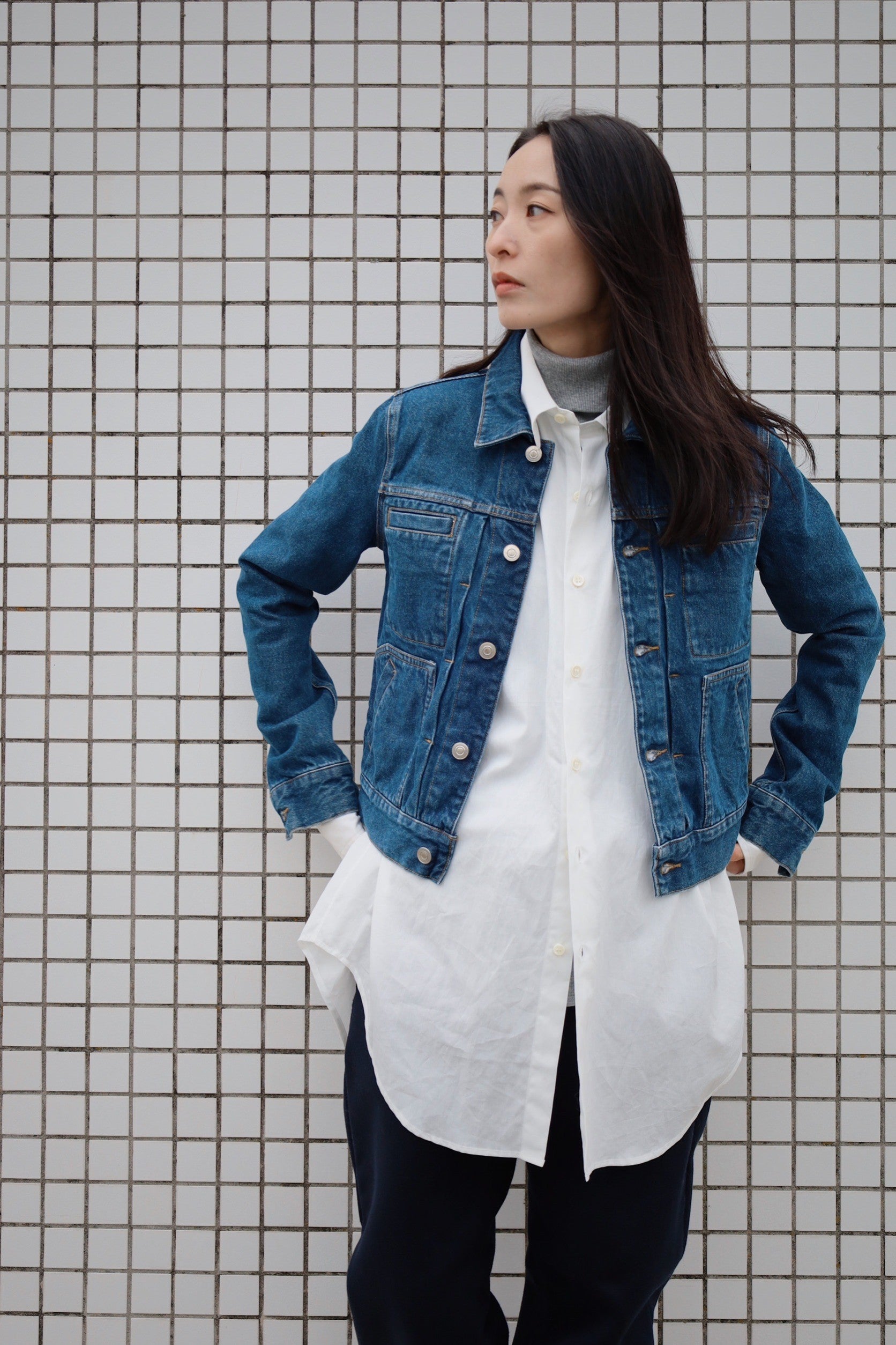 ミナペルホネンライトブルーデニムジャケット ミナペルホネンライト