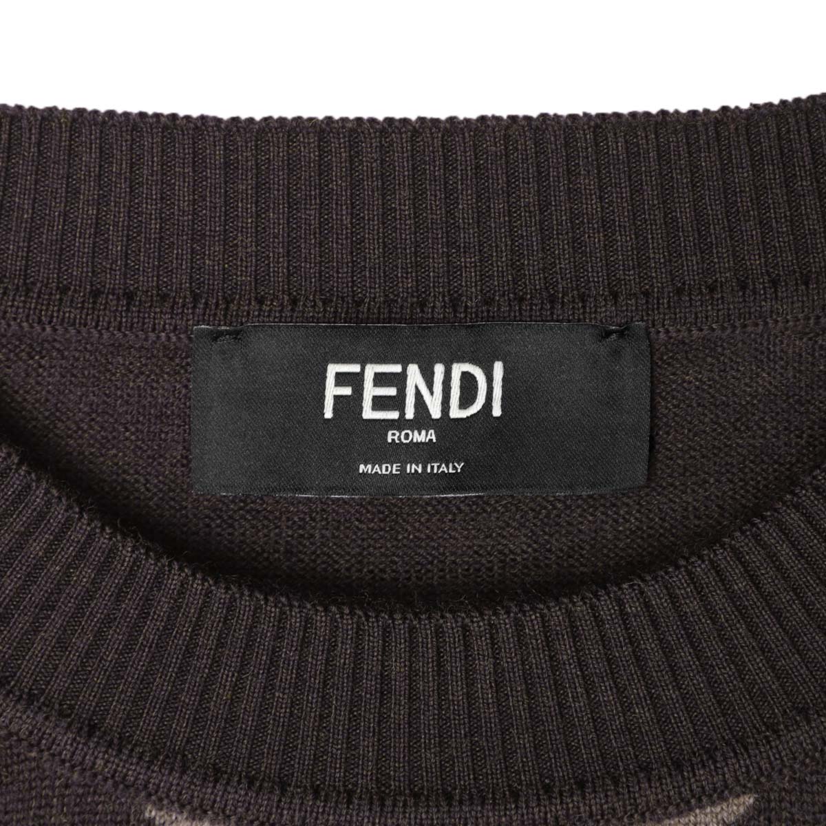 楽天市場】フェンディ FENDI クルーネックニット ブラウン メンズ