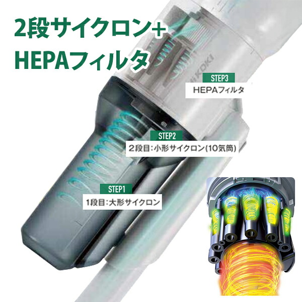 楽天市場】HiKOKI 2段サイクロン式 コードレスクリーナー 本体のみ