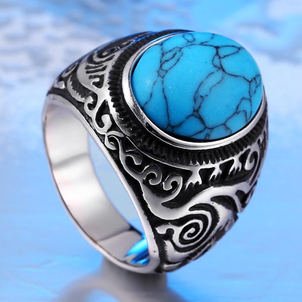 楽天市場】ボヘミアンエンブレムターコイズ ステンレスリング（RSG021
