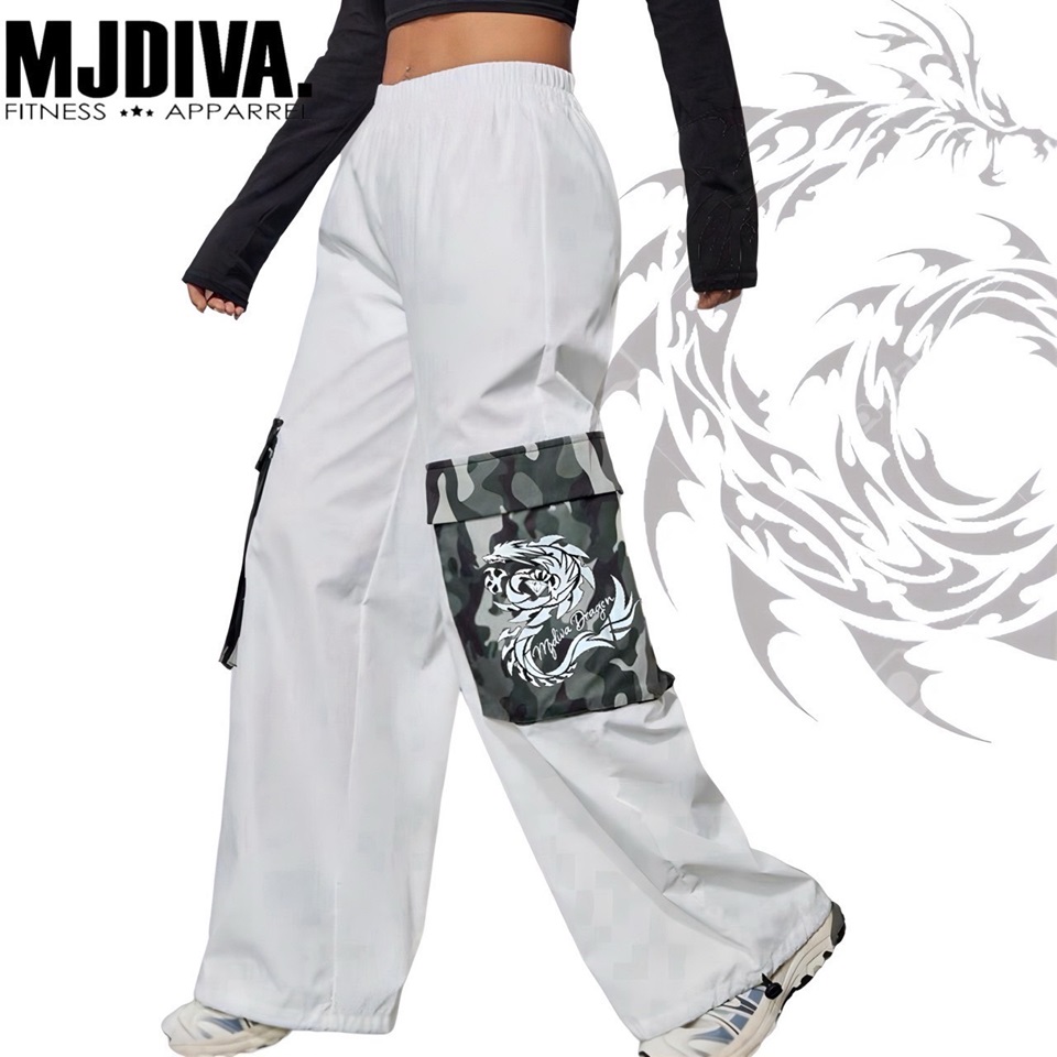 楽天市場】【送料無料】男女兼用ホワイト×迷彩ワイドドラゴンパンツ