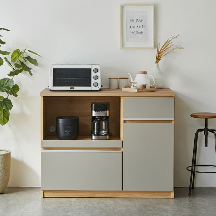 楽天市場】食器棚 大川家具 レンジ台 キッチンボード 完成品 キッチン