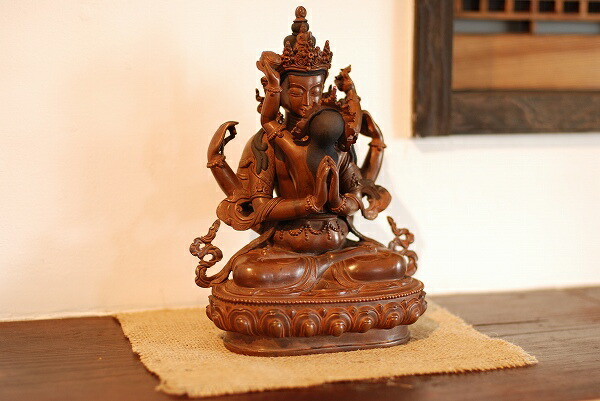 楽天市場】四臂観音菩薩（歓喜仏）銅造彫金仕上げ 一点もの : 仏像仏画