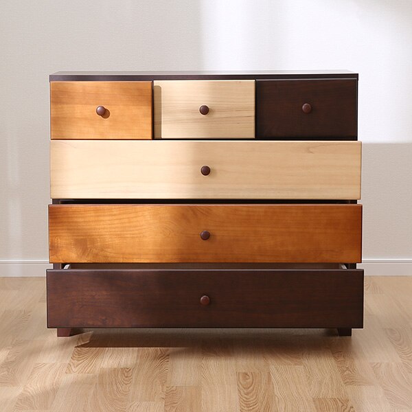 楽天市場】[幅89.5cm] モザイク模様の天然木ローチェスト (クオーレ2