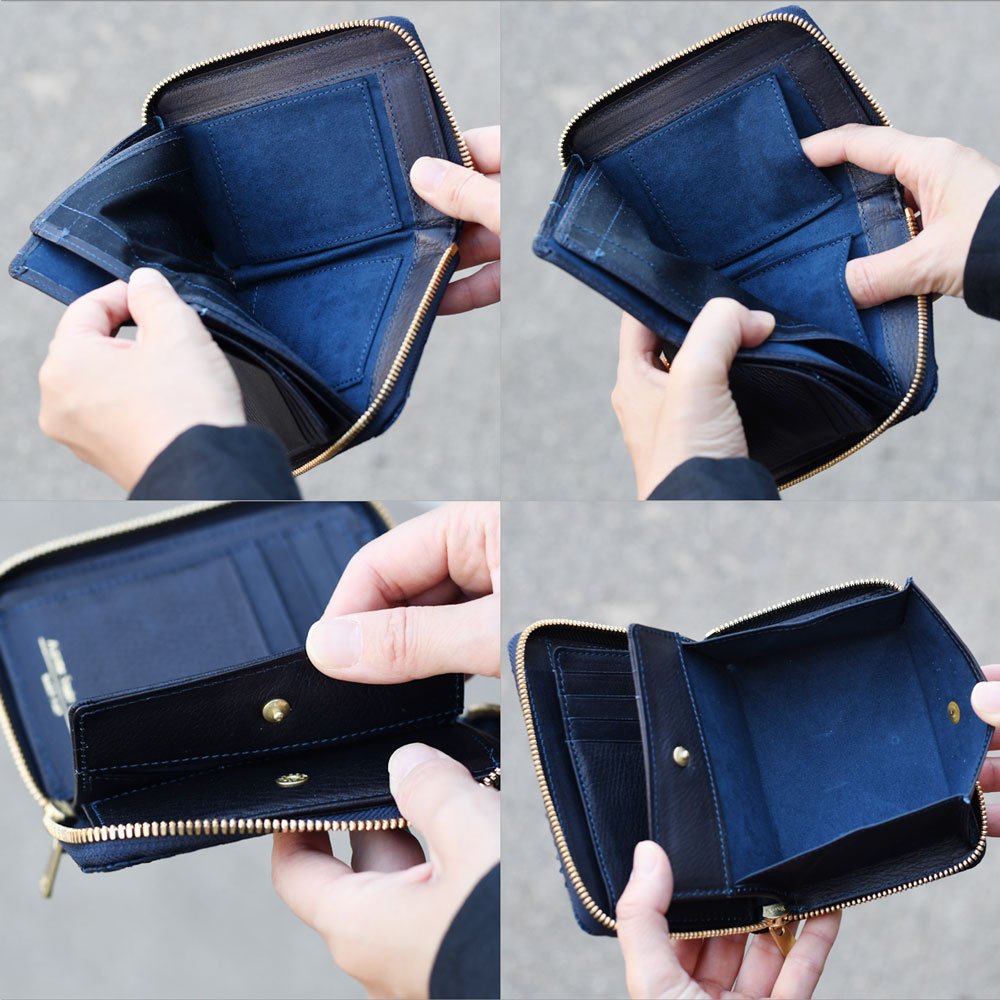楽天市場】二つ折り財布 ラウンドファスナー 蛇革 藍染め 日本製 BAGGY