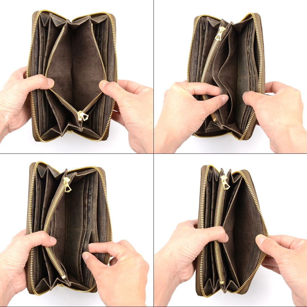 kudu革長財布 スエード ケース付き 2点セット キャメルカラー 一点物