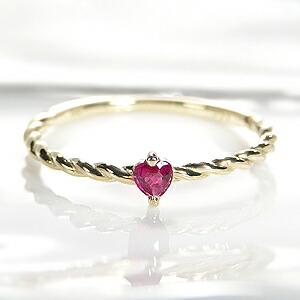 楽天市場】K18YG ハートシェイプ ルビー ツイスト リング 指輪 ルビー