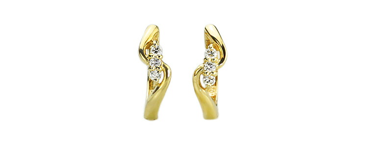 楽天市場】K18中折れ式ダイヤフープピアス(11mmウェーブ)(ダイヤモンド