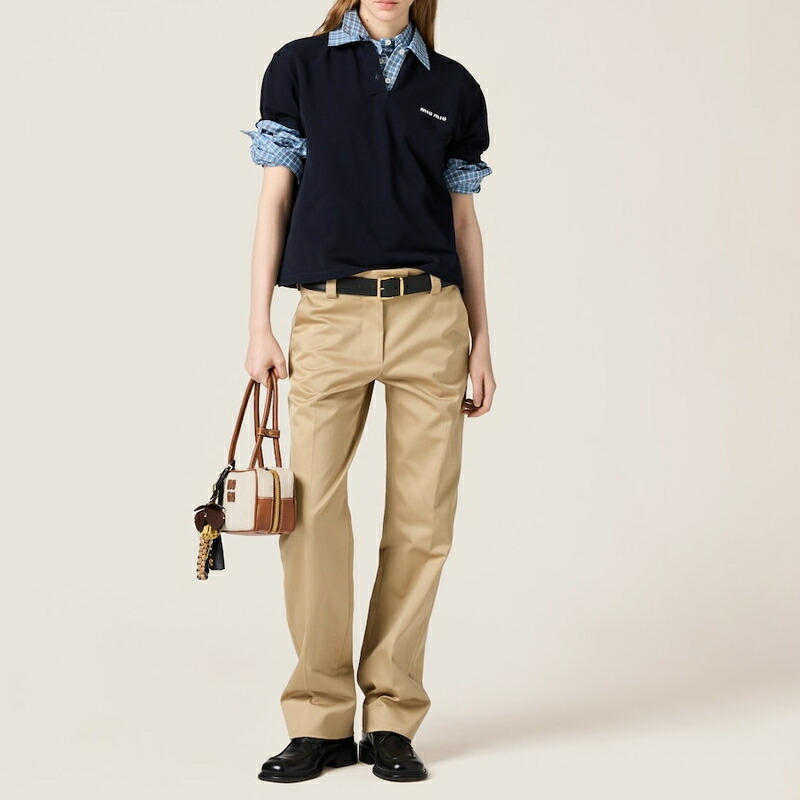 楽天市場】ミュウミュウ MIU MIU ピケxポプリン ポロシャツ【ネイビー