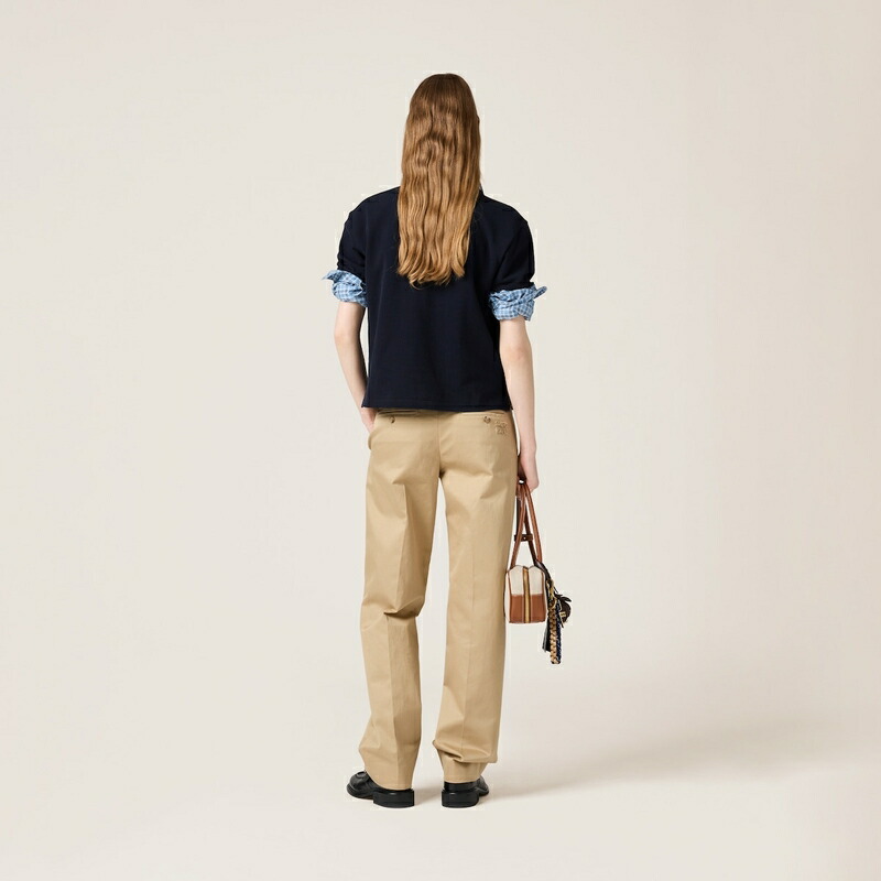 楽天市場】ミュウミュウ MIU MIU ピケxポプリン ポロシャツ【ネイビー