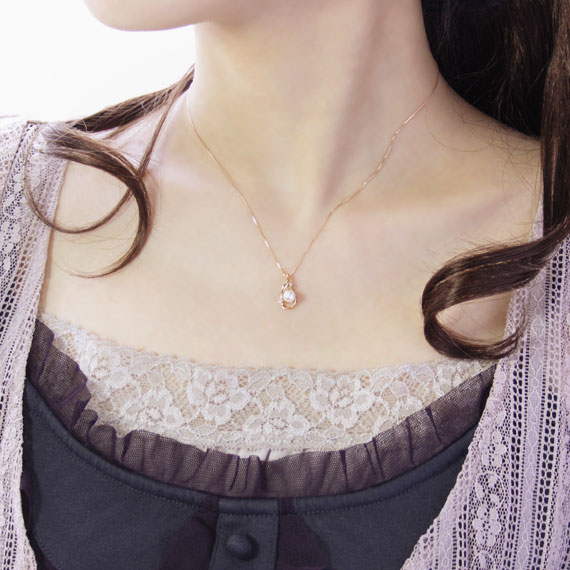 楽天市場】パール（真珠）/ダイヤ ネックレス レディース K10ピンク