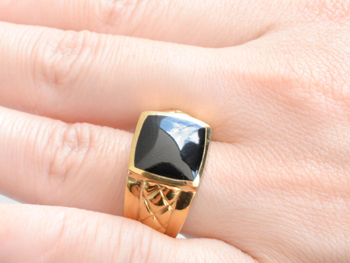 楽天市場】k18 リング オニキス イエローゴールド 指輪 18金 印台