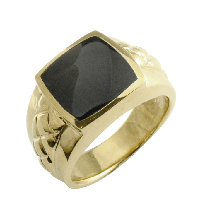 楽天市場】k10 リング メンズオニキス イエローゴールド 指輪 印台
