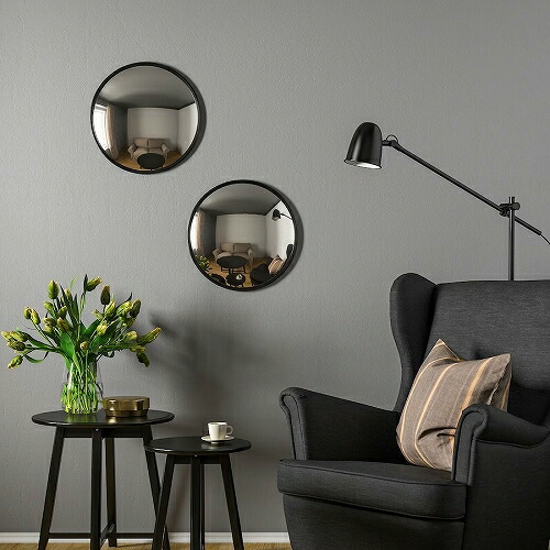 楽天市場】IKEA イケア デコレーション凸面ミラー ブラック 41cm