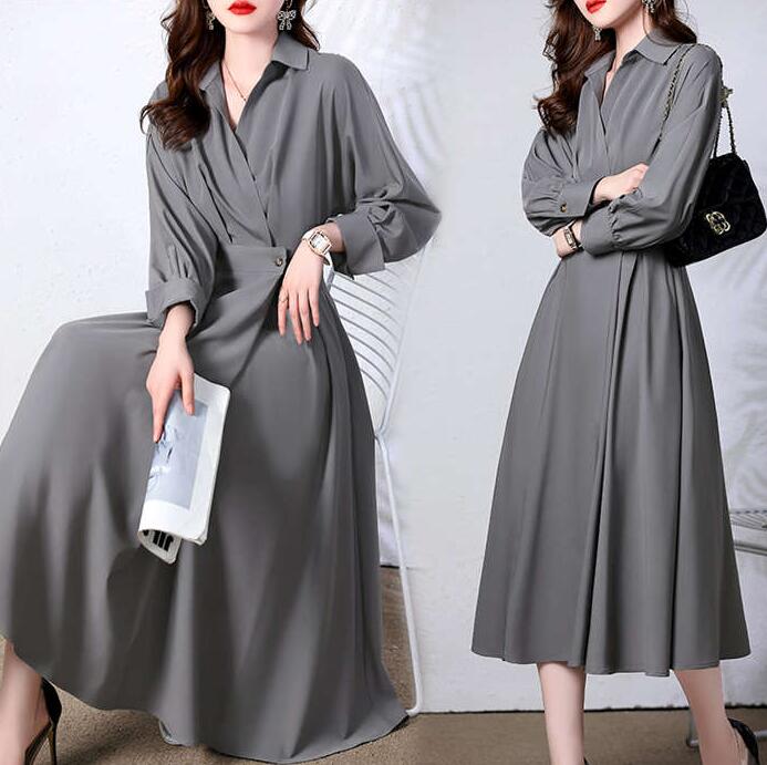 楽天市場】ワンピース レーディス Aライン ワンピース Vネック 長袖