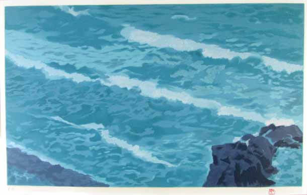 東山魁夷【潮騒】 オリジナル リトグラフ 保証書有り 東山魁夷【潮騒