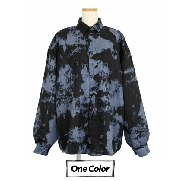 楽天市場】柄シャツ 長袖 モアレ プリント 総柄 ダークブルー ブラック