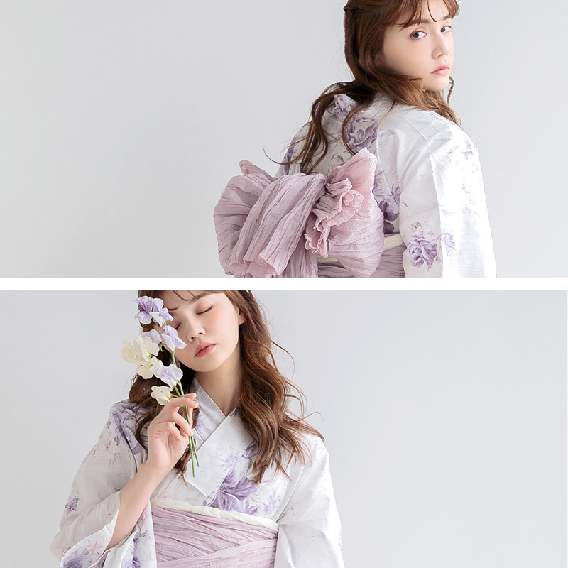 dita 浴衣 はんなり月下美人 浴衣＋兵児帯 下駄 セット ディータ 白地