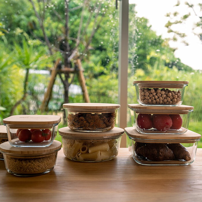 楽天市場】『mana. マナ 竹と耐熱ガラス容器 スクエア』【保存容器